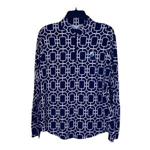 G Lifestyle ladies shirt XL BLUE WHITE 1/4 ZIP golf quick dry DeBordieu Logo